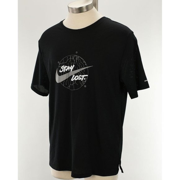 Nike Shirts Nike Running Mens Black Miler Gx Wild Run Short Sleeve